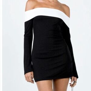 Princess Polly | ANYA MINI DRESS BLACK / WHITE